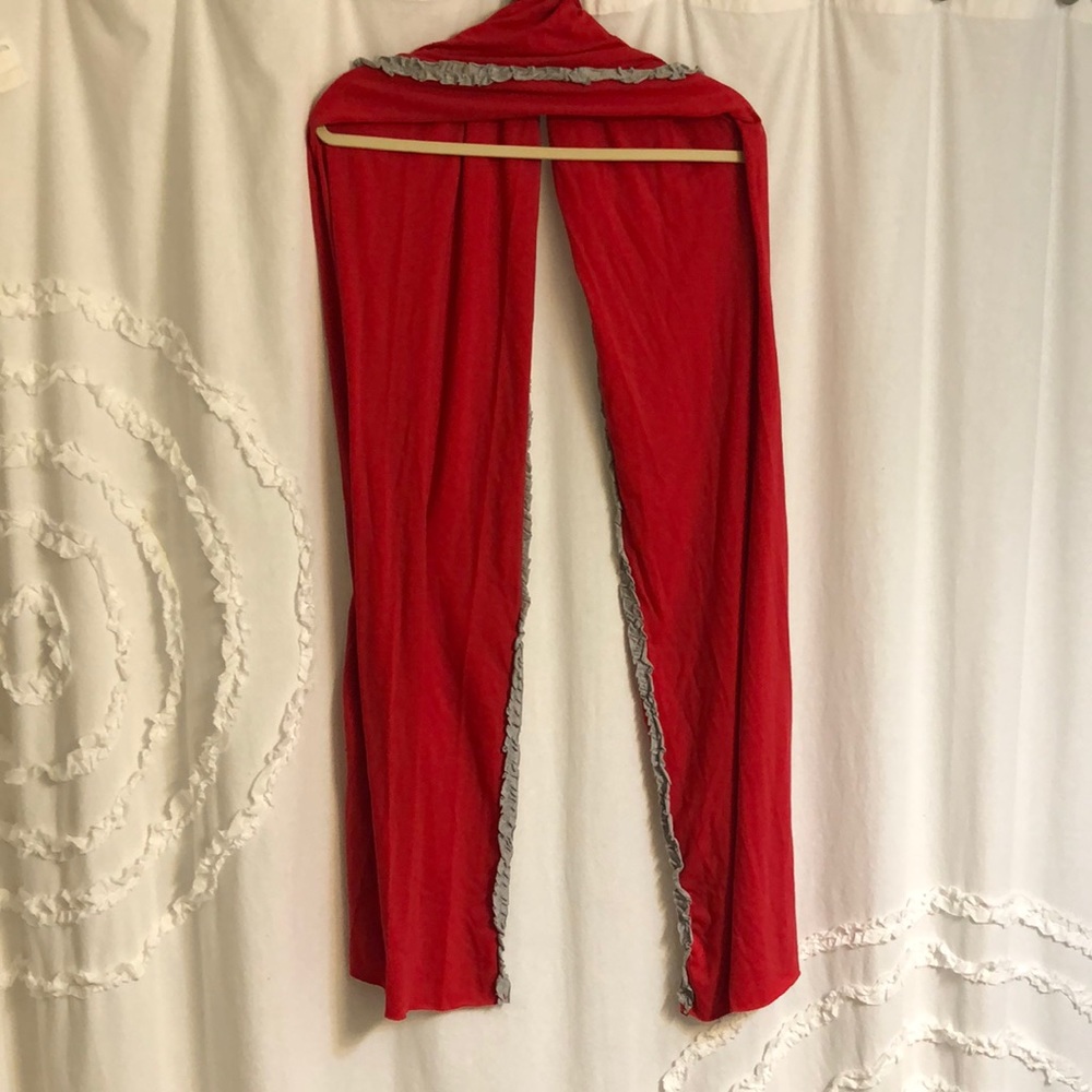 Meesha and Mia red with gray trim tshirt material scarf